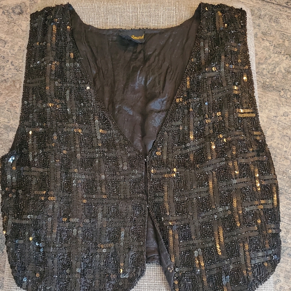Sequin Black Vest Sequin Spellbound Vintage Womens Band